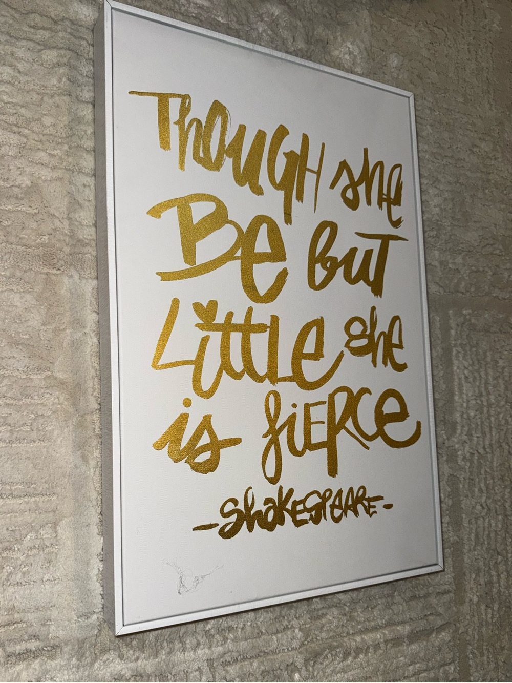 Shakespeare Quote Wall Art 16x24 Gold “She Is Fierce” Framed Canvas